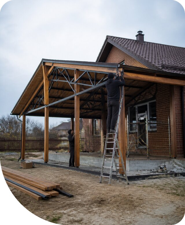 Пристройка навеса к дому и участку в Белебее под ключ